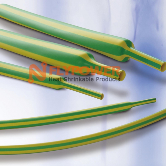 YELLOW & GREEN STRIPED FLEXIBLE FLAME RETARDANT TUBING SHRINK RATIO 2:1,3:1 BH-2(YG)