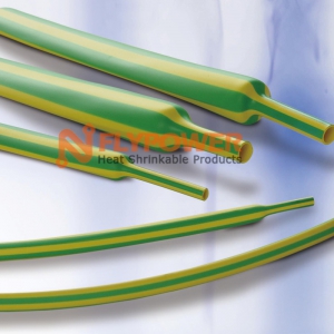 YELLOW &amp; GREEN STRIPED FLEXIBLE FLAME RETARDANT TUBING SHRINK RATIO 2:1,3:1 BH-2(YG)